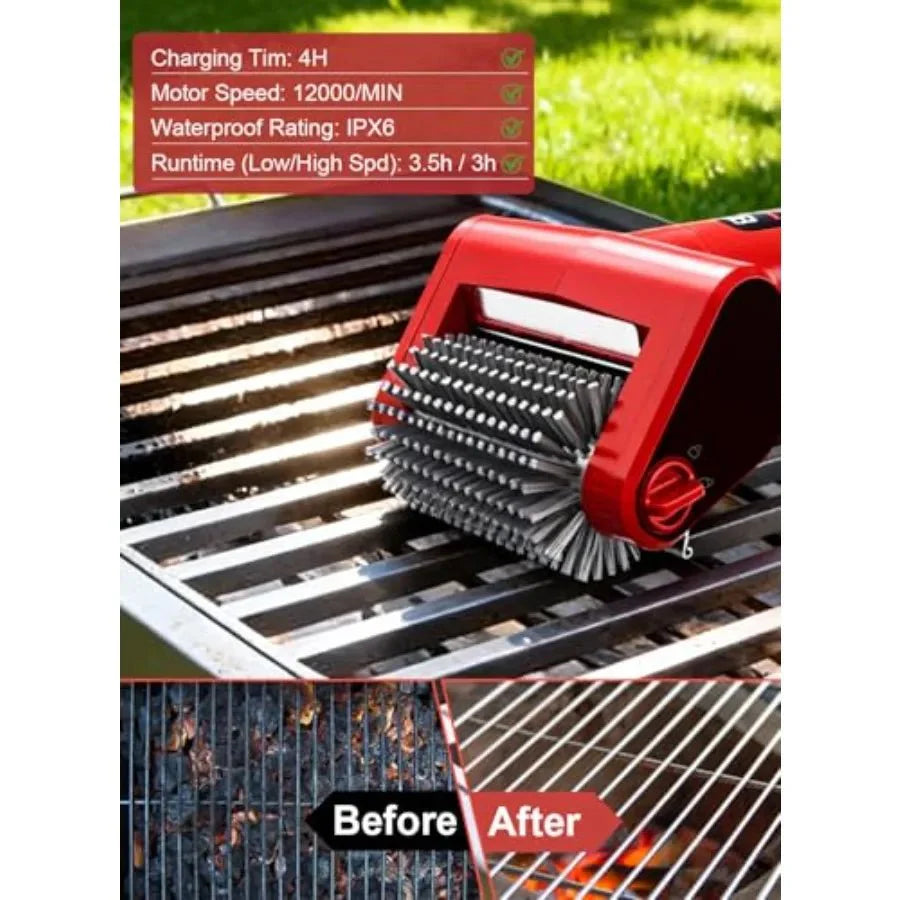 Electric Grill Brush Rechargeable 650RPM Spinning LED Stainless Steel Co... — View 7