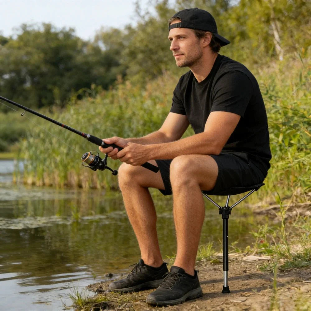Portable Compact Folding Camping Chair – Ultralight Telescoping Seat Stick with Carry Bag 300 Lb Cap - Quincelle.co