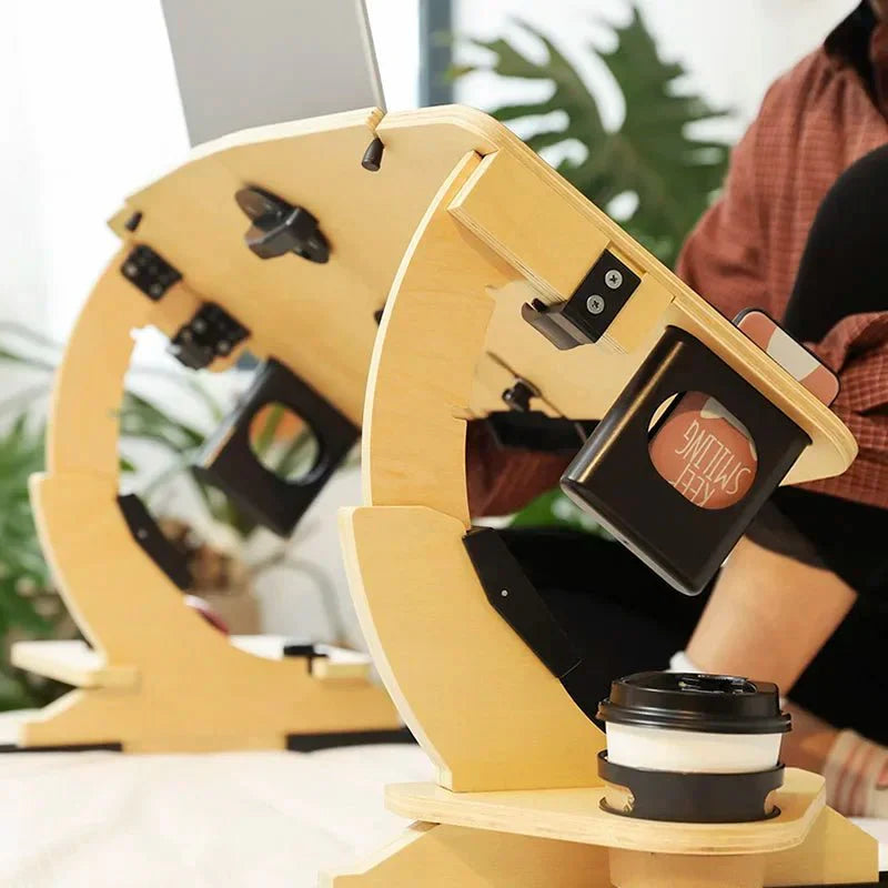 Wood Laptop Stand 360° Adjustable Foldable Portable Computer Desk Reclining Ergonomic 10 - 17" Natural - Quincelle.co