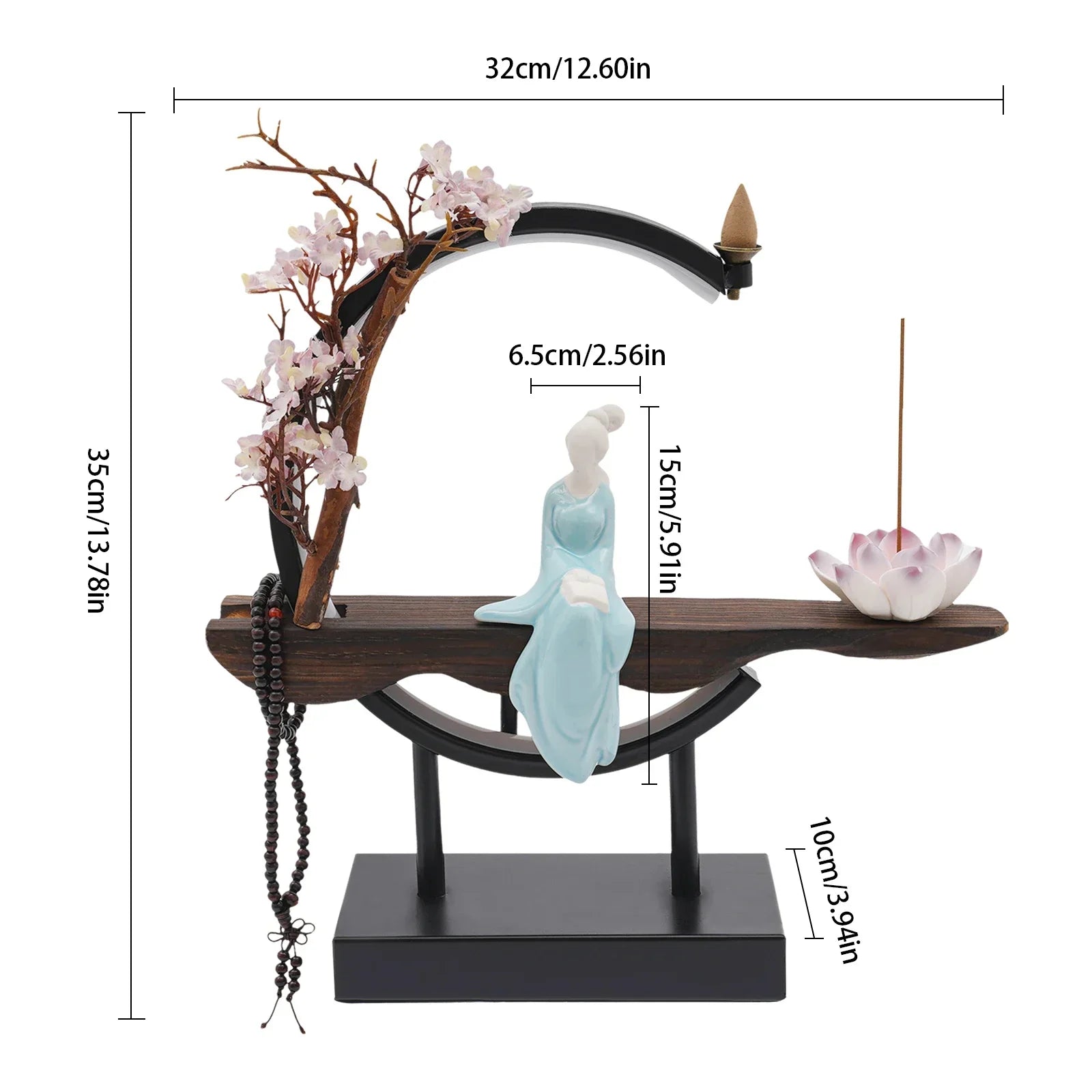 Modern Chinese Backflow Incense Burner Waterfall Ceramic Holder for Home Décor, Meditation & Stress Relief Gift Set - Quincelle.co
