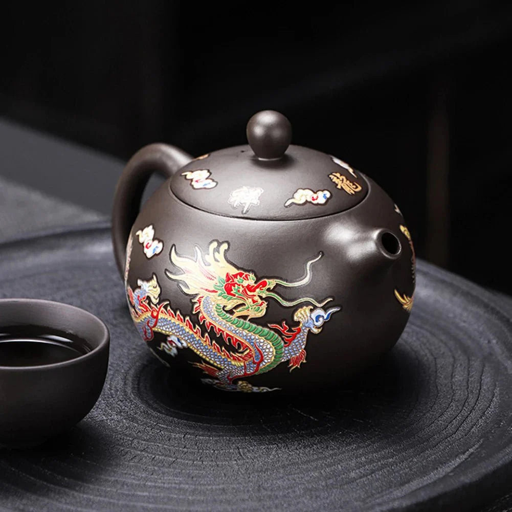 Hand-made Dragon & Phoenix Color-Changing Purple Clay Teapot | Tradition... — View 6