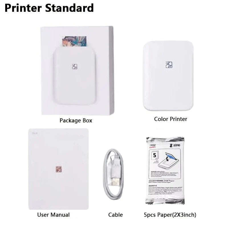 Portable Color Photo Printer Bluetooth Mini Mobile Pocket Printer 2x3 In... — View 12
