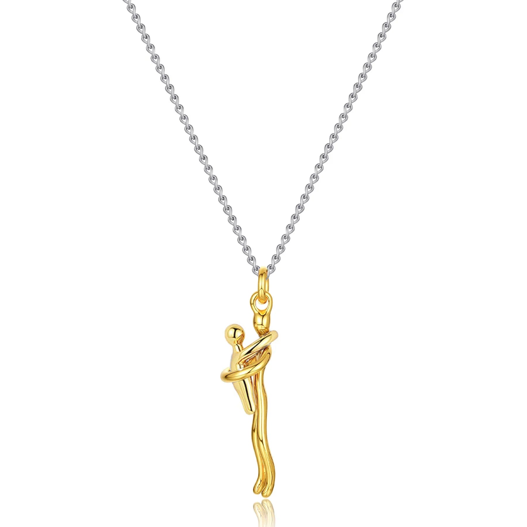Mother & Child Hugging Pendant Necklace – Stainless Steel Minimalist Mom Charm, Anniversary Jewelry Gift - Quincelle.co