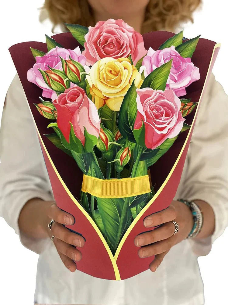 Thoughtful 3D Pop - Up Flower Bouquet Card - Forever Floral Greeting Set - Quincelle.co