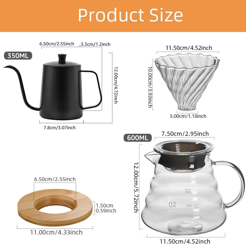 Glass Pour Over Coffee Maker Set - Professional Barista Holiday Gift Kit — View 6