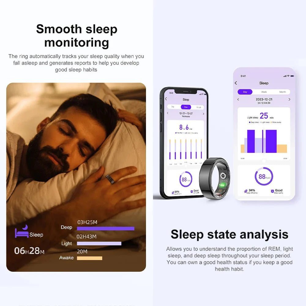 Smart Ring Titanium Steel Health Tracker IP68 3ATM Waterproof Multi Spor... — View 5