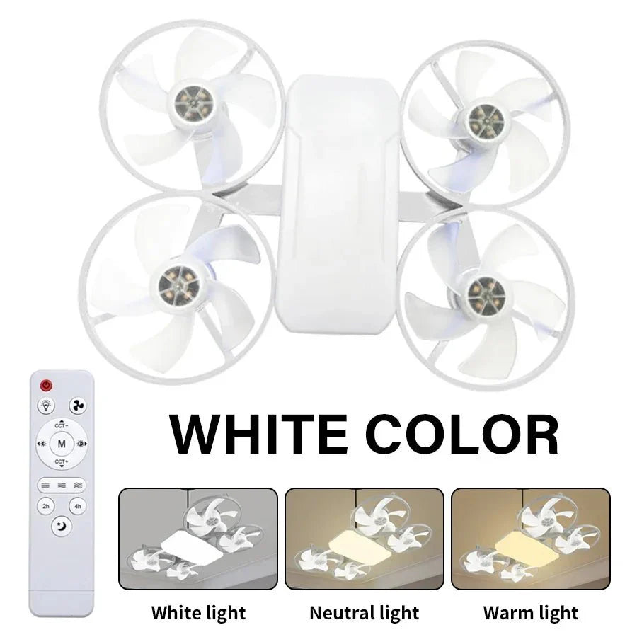 2-in-1 E27 Socket Ceiling Fan Light - Dimmable LED with Remote - 3 Color... — View 8