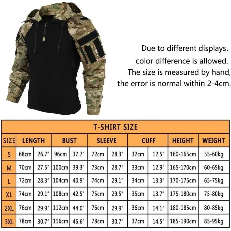 Tactical Camouflage Combat T-Shirt - Wear - Resistant Airsoft & Hunting Apparel - Quincelle.co