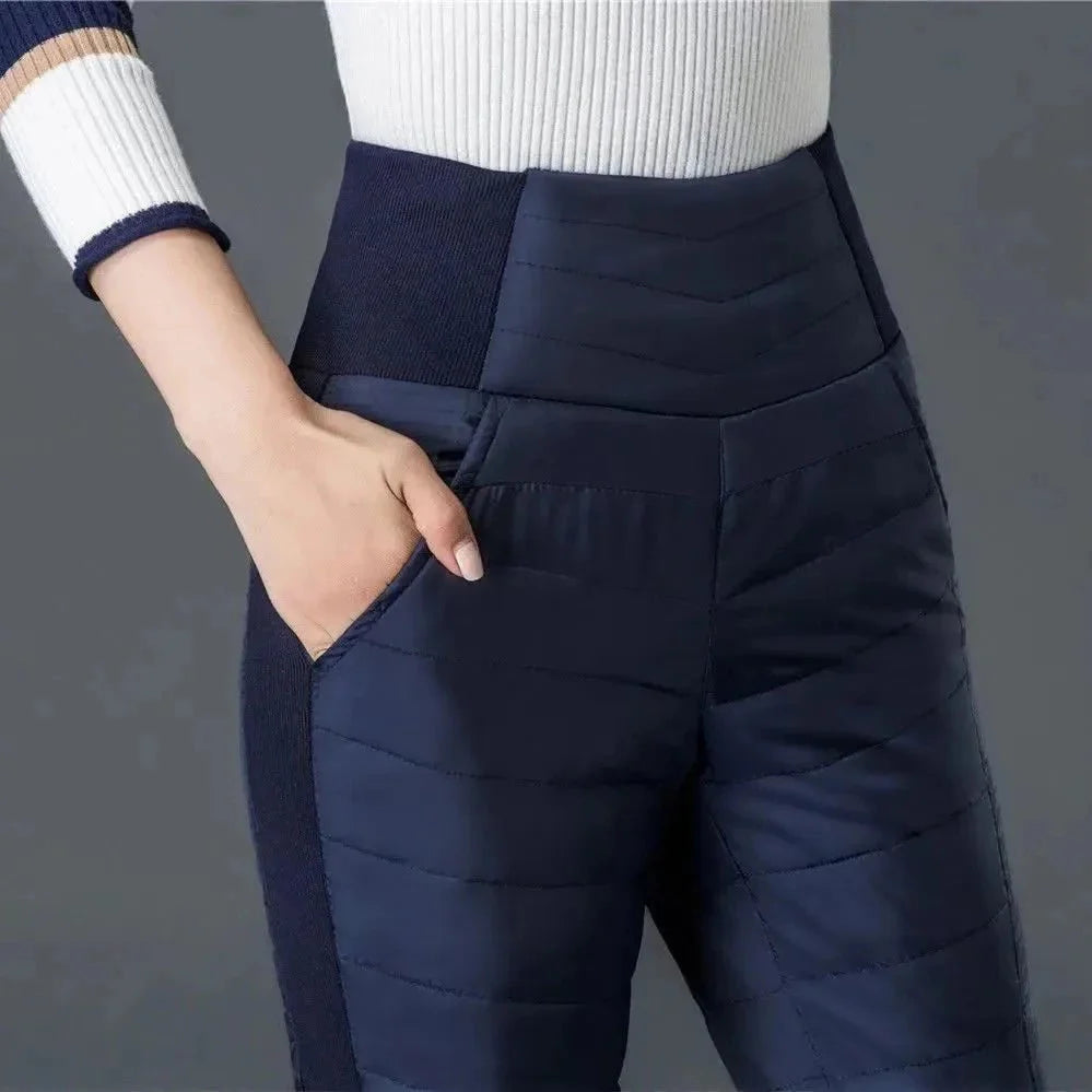 Winter Down Cotton Pencil Pants | Windproof High - Waist Warm Slim Trousers - Quincelle.co