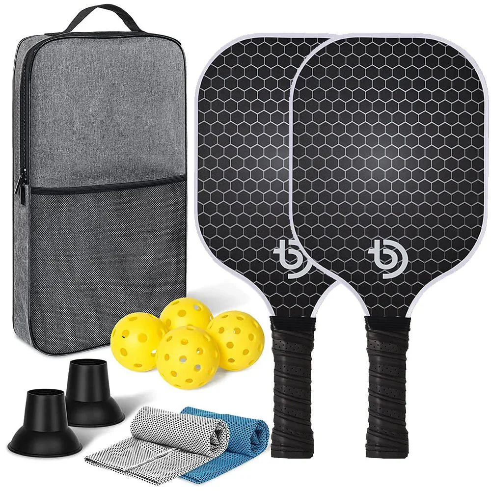 Pickleball Paddles Set 2 Graphite Carbon Fiber USAPA Approved Lightweight Indoor Outdoor All Ages Bag - Quincelle.co
