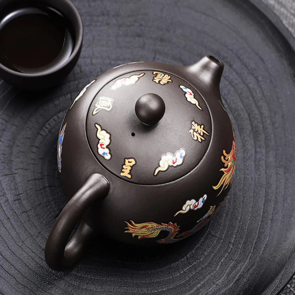 Hand-made Dragon & Phoenix Color-Changing Purple Clay Teapot | Tradition... — View 7