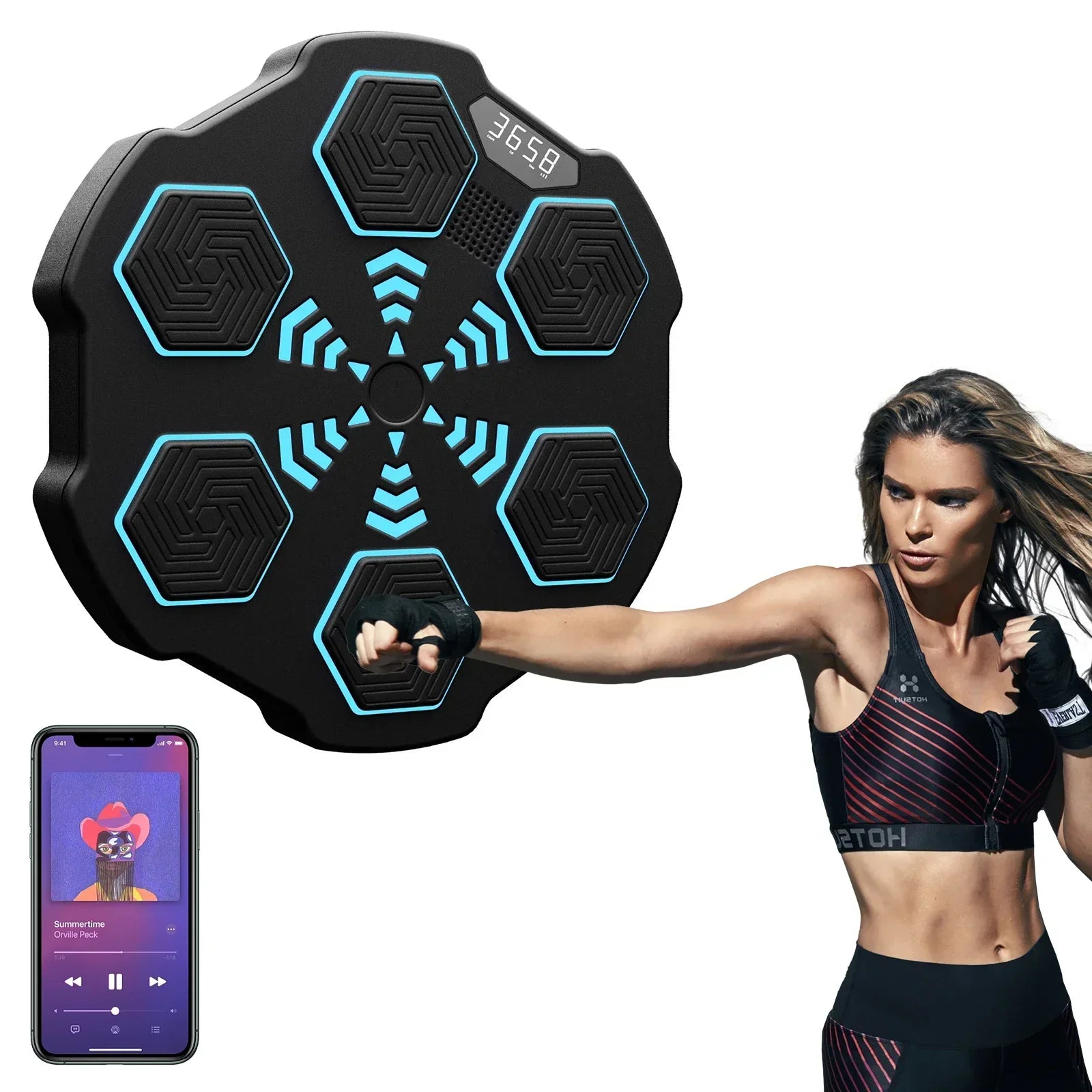 RhythmStrike: LED Music Boxing Machine with Gloves - Quincelle.co