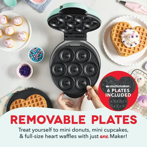 3-in-1 Mini Treat Maker System Donuts Cupcakes Heart Waffles Interchange... — View 2