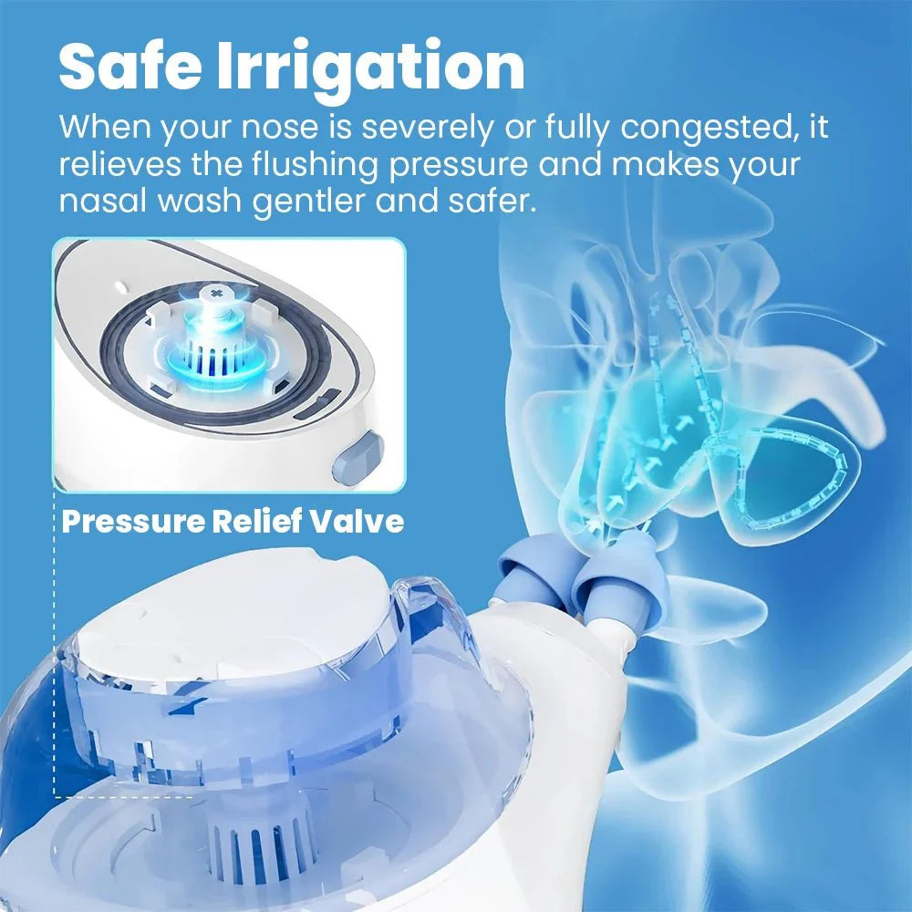 Electric Nasal Rinse Machine – Pulsating Saline Flush System with 50 Pre - Measured SaltPods - Quincelle.co