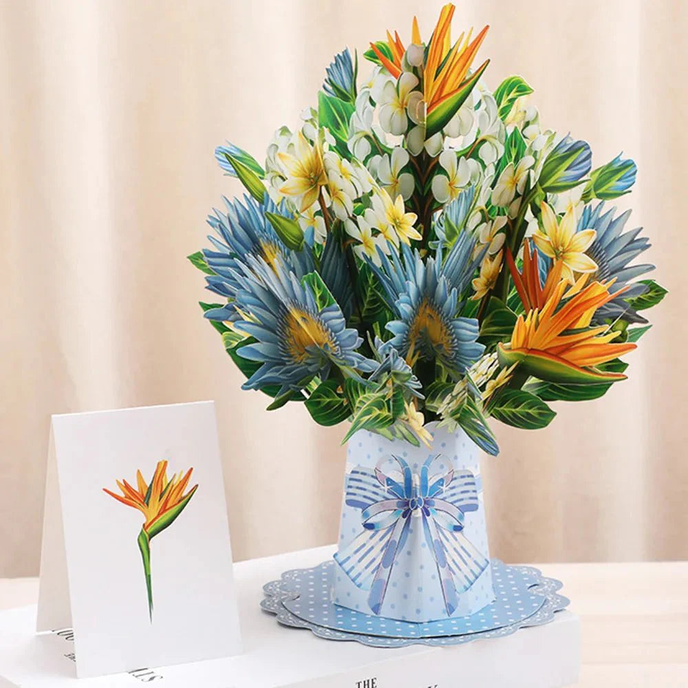 Thoughtful 3D Pop - Up Flower Bouquet Card - Forever Floral Greeting Set - Quincelle.co