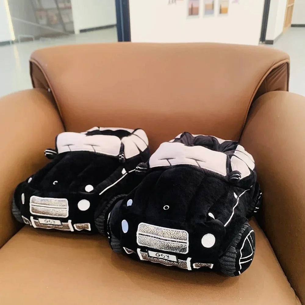 Fun & Fuzzy Car Shape Plush Slippers — View 3