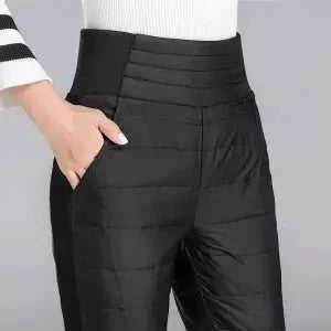 Winter Down Cotton Pencil Pants | Windproof High - Waist Warm Slim Trousers - Quincelle.co