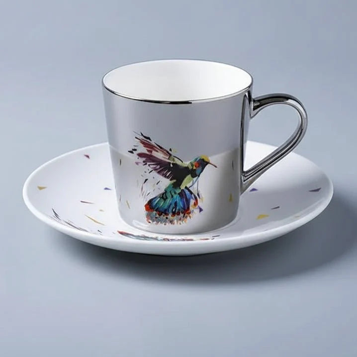 ZenSands Nordic Picasso Lion Mirror Cup Saucer Set Anamorphic Porcelain Illusion Coffee Cup Gift - Quincelle.co