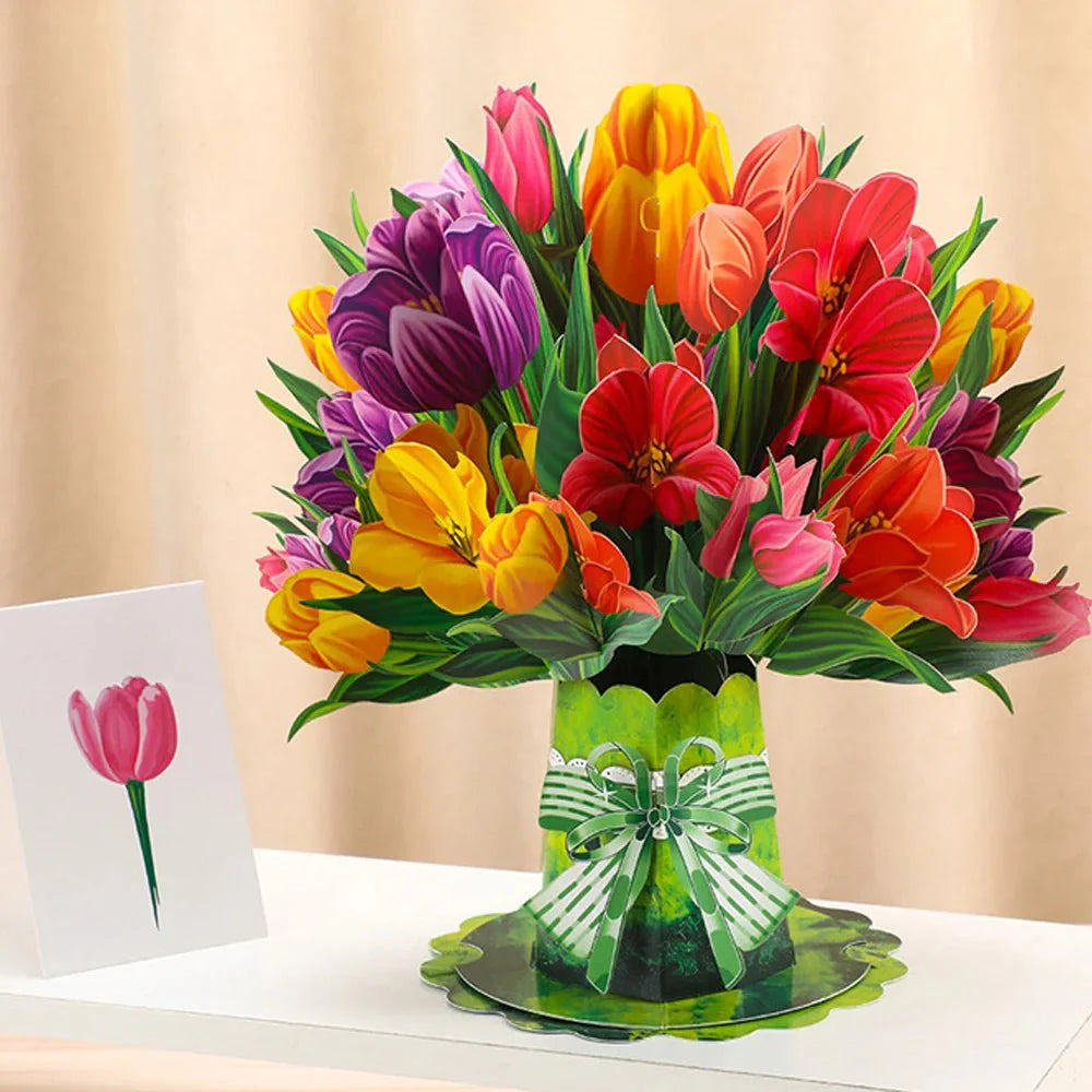 Thoughtful 3D Pop - Up Flower Bouquet Card - Forever Floral Greeting Set - Quincelle.co