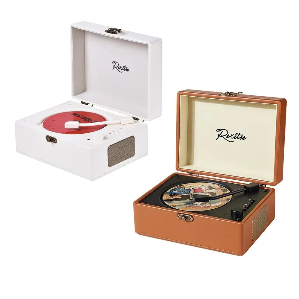 Vintage Leather CD Player Two - Way Bluetooth 5.0 6 - in - 1 USB Lossless Rechargeable Retro Suitcase Gift - Quincelle.co