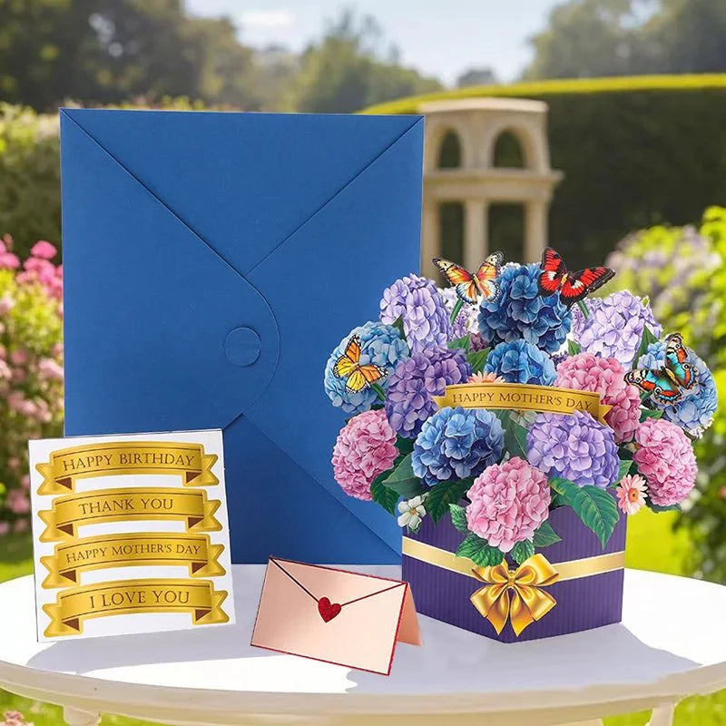 Thoughtful 3D Pop - Up Flower Bouquet Card - Forever Floral Greeting Set - Quincelle.co