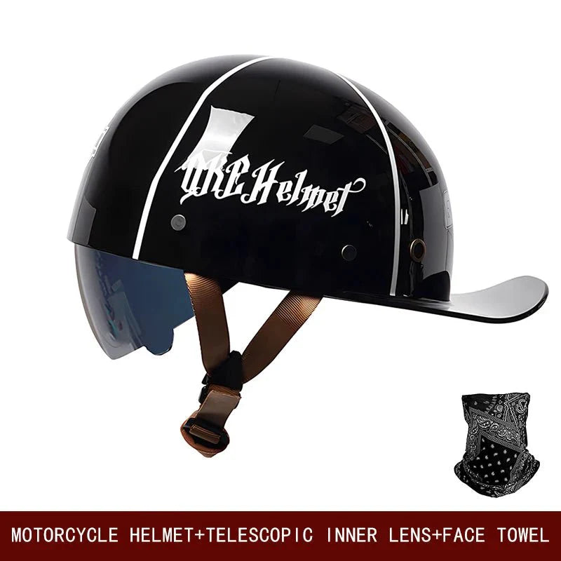 Retro Motorcycle Half Helmet Open Face Bike Cruiser Skateboard Helmet Su... — View 10