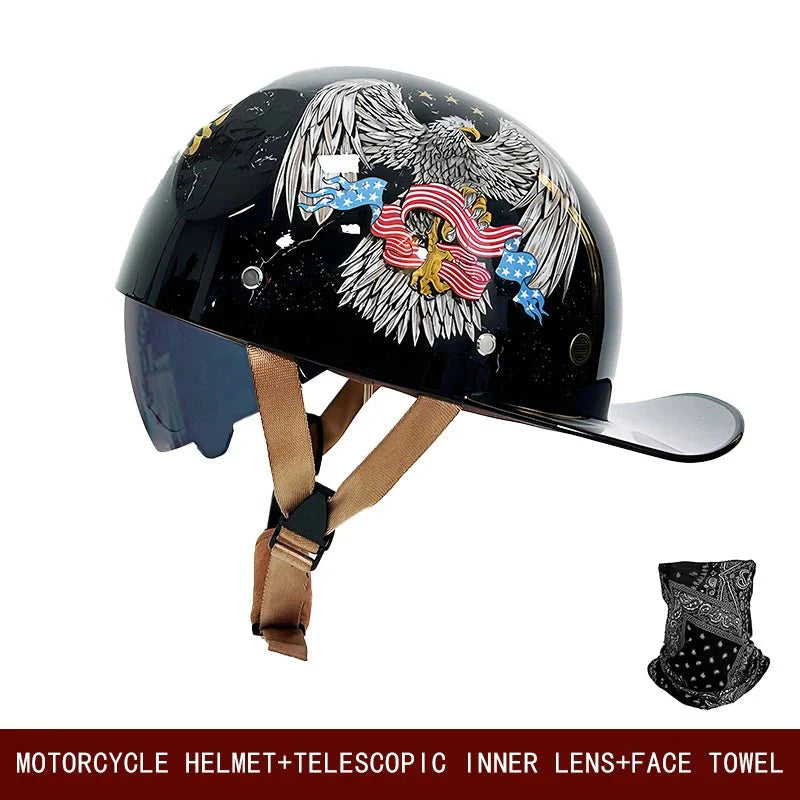Retro Motorcycle Half Helmet Open Face Bike Cruiser Skateboard Helmet Su... — View 4
