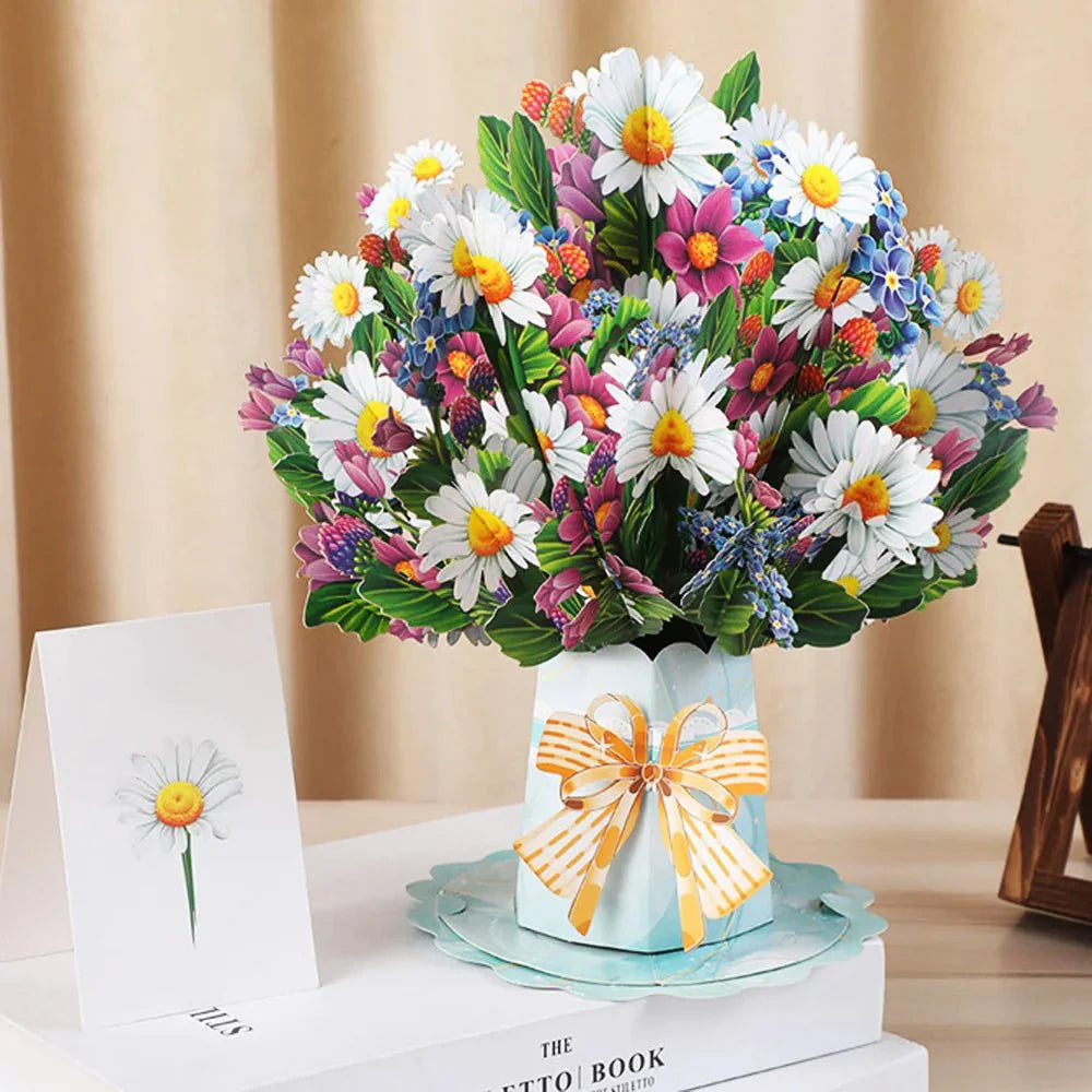 Thoughtful 3D Pop - Up Flower Bouquet Card - Forever Floral Greeting Set - Quincelle.co