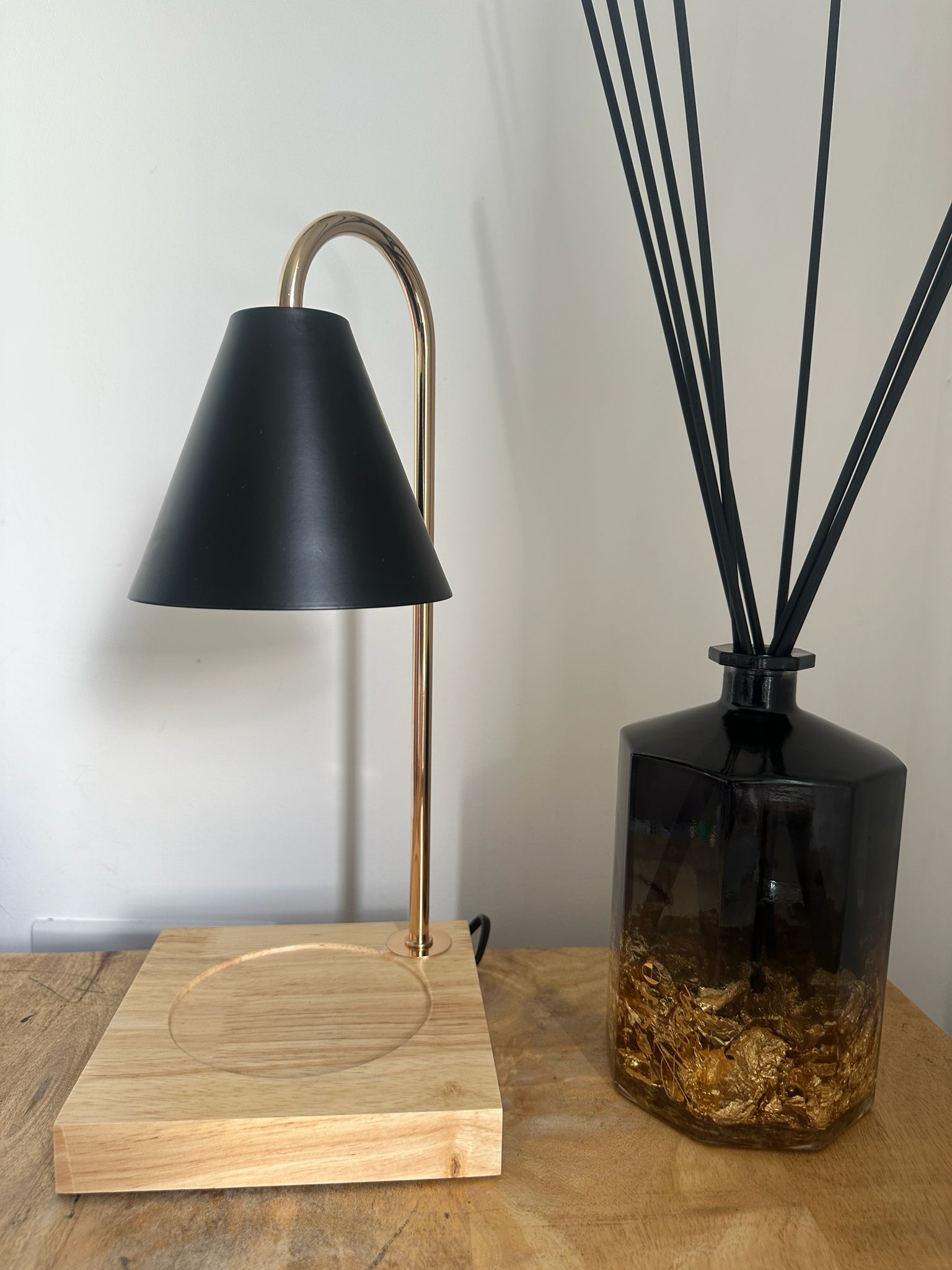Candle warmer lamp black shade bedside