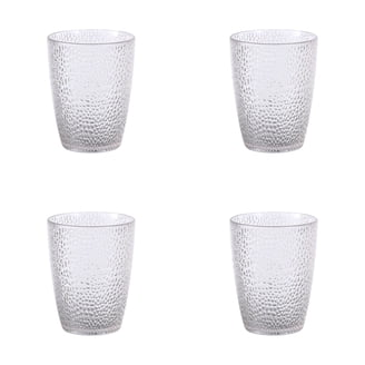 Rippled Glass Tumblers, Set of 4 — Textured Optic Drinking Glasses for Water & Cocktails