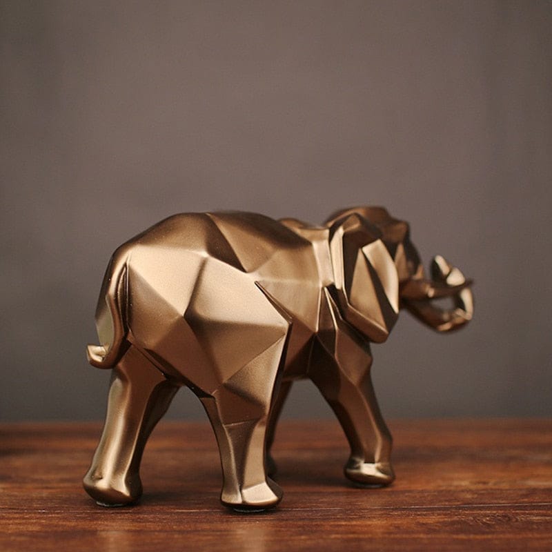 Abstract Geometric Gold Elephant Figurine - Premium Handmade Home Decor ... — View 4