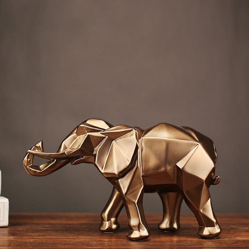 Abstract Geometric Gold Elephant Figurine - Premium Handmade Home Decor ... — View 2