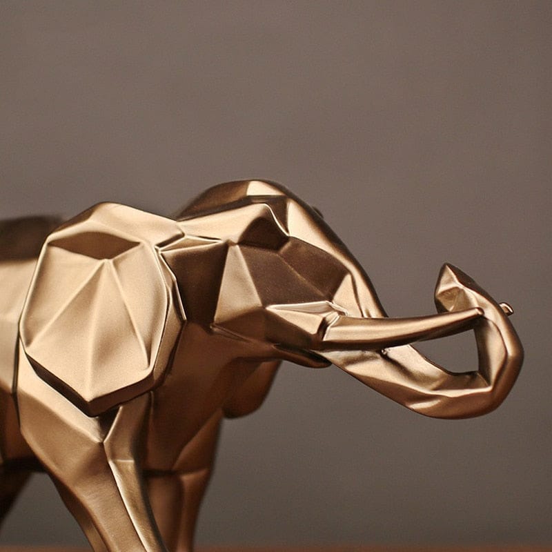 Abstract Geometric Gold Elephant Figurine - Premium Handmade Home Decor ... — View 3