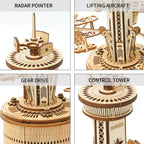 Airplane Control Tower Mechanical Music Box | 3D Wooden Puzzle DIY Building Kit - Quincelle.co