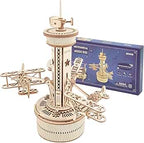 Airplane Control Tower Mechanical Music Box | 3D Wooden Puzzle DIY Building Kit - Quincelle.co