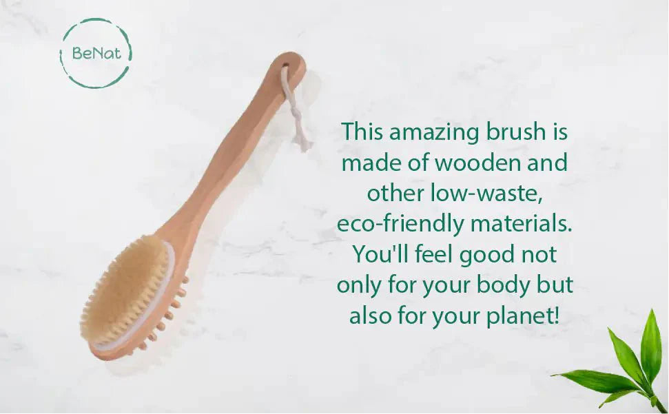 Bath & Body Massage Brush – Long Handle Exfoliating Back Scrubber, Wet &... — View 10