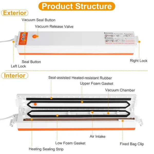 Food Vacuum Sealer Machine with Bags – 60kPa Auto Sealer, 3 Modes, Bag R... — View 4