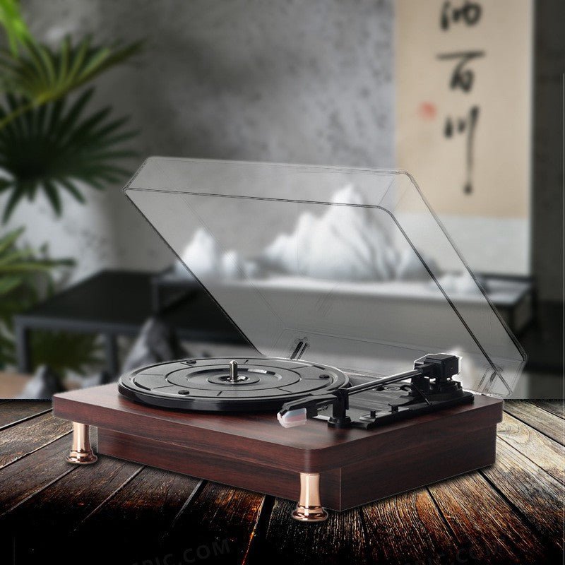 Vinyl Record Player Bluetooth Turntable Built - in Stereo Speakers 3 - Speed Belt Drive Wood - Quincelle.co
