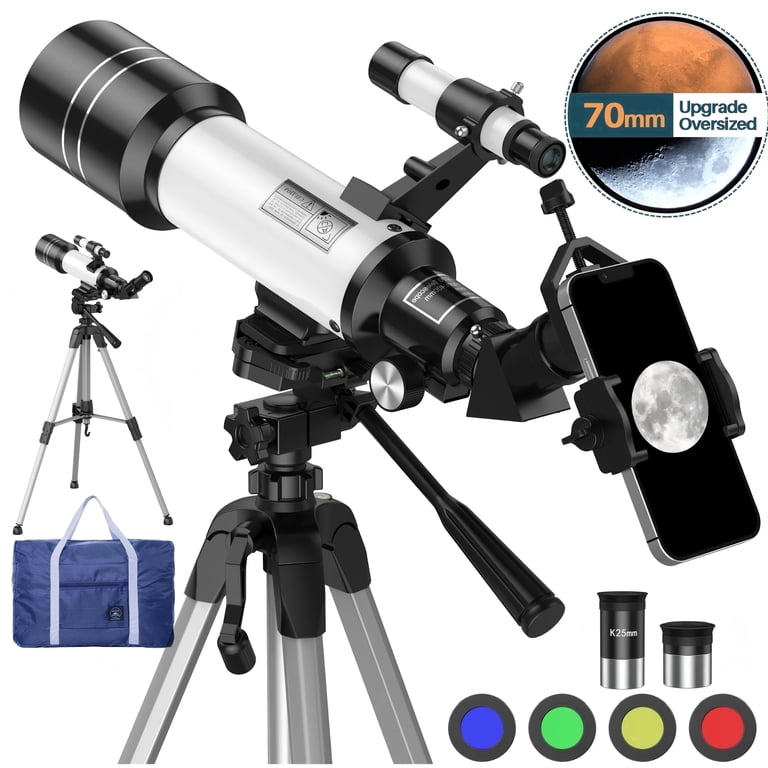 Beginner Refractor Telescope 70mm Aperture 700mm, Astronomy Telescope Adults Kids with Phone Adapter Tripod - Quincelle.co