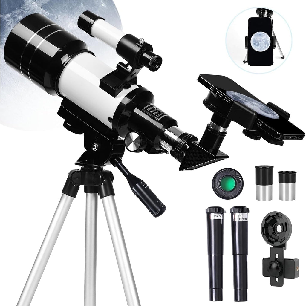 Beginner Refractor Telescope 70mm Aperture 700mm, Astronomy Telescope Adults Kids with Phone Adapter Tripod - Quincelle.co