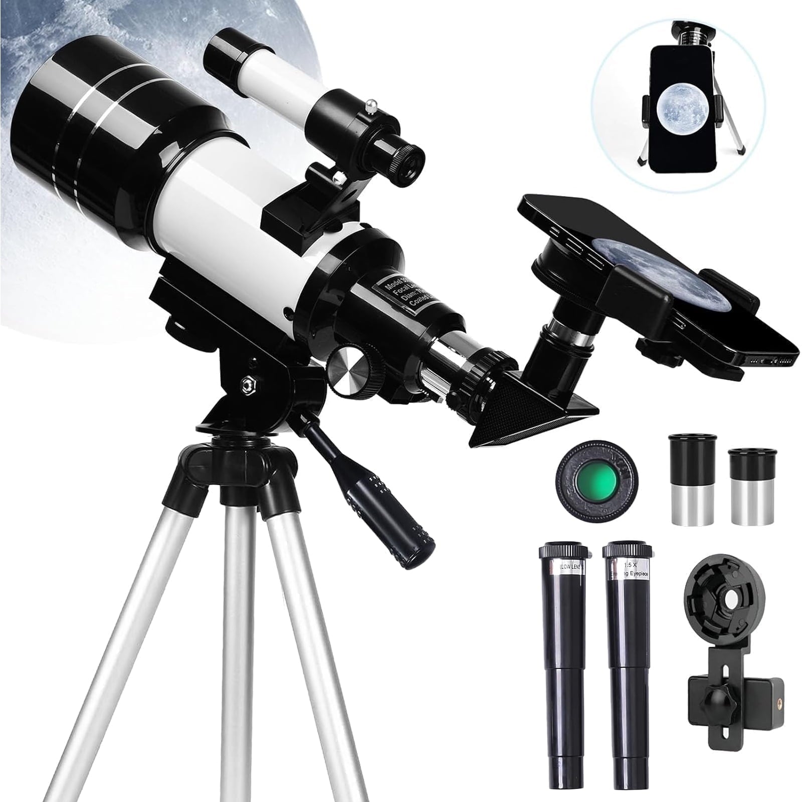 Beginner Refractor Telescope 70mm Aperture 700mm, Astronomy Telescope Adults Kids with Phone Adapter Tripod - Quincelle.co