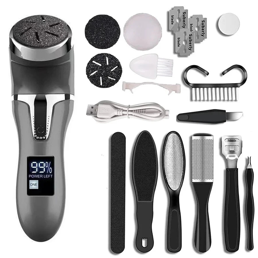 Professional Electric Foot Callus Remover – 3 Roller Heads, 2 - Speed, IPX6 Waterproof, USB Rechargeable - Quincelle.co