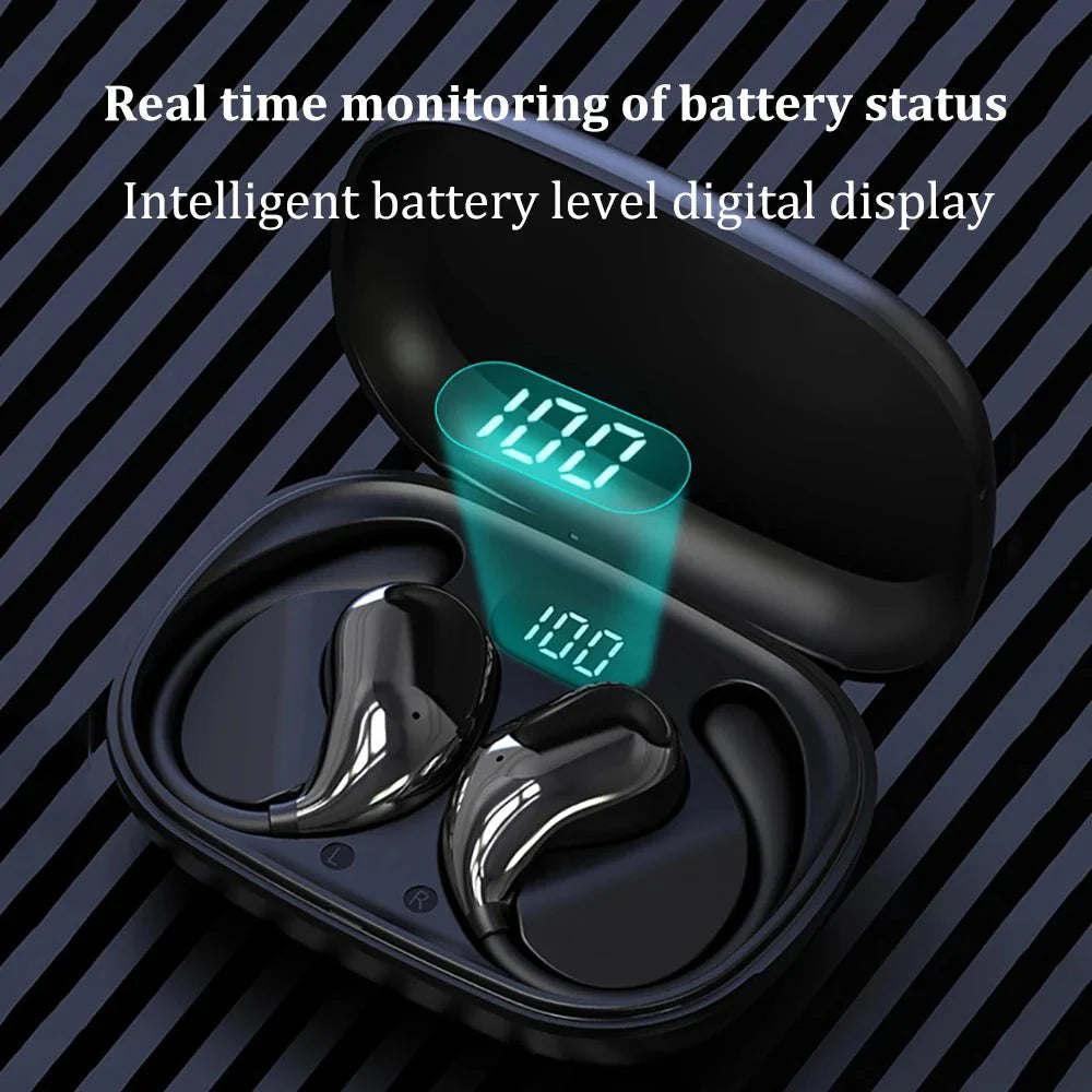 Ear Hook TWS Wireless Earbuds HiFi Stereo Waterproof Headphones LED Display — View 2