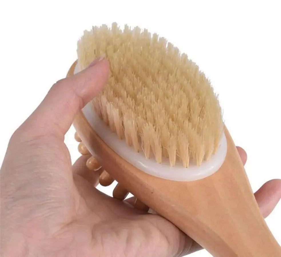 Bath & Body Massage Brush – Long Handle Exfoliating Back Scrubber, Wet &... — View 2