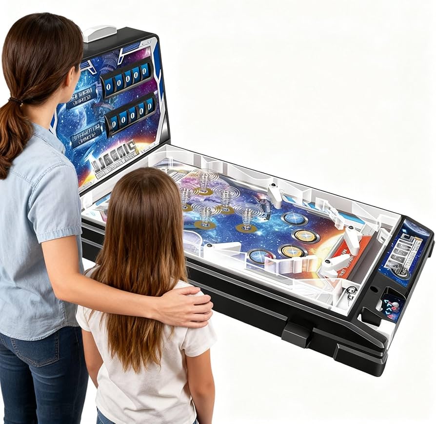 Castle Desktop Pinball Machine | LED Lights, Sounds & Digital Scoreboard Tabletop Arcade - Quincelle.co