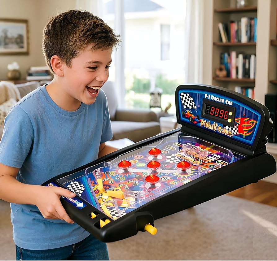 Castle Desktop Pinball Machine | LED Lights, Sounds & Digital Scoreboard Tabletop Arcade - Quincelle.co