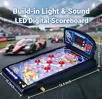 Castle Desktop Pinball Machine | LED Lights, Sounds & Digital Scoreboard Tabletop Arcade - Quincelle.co