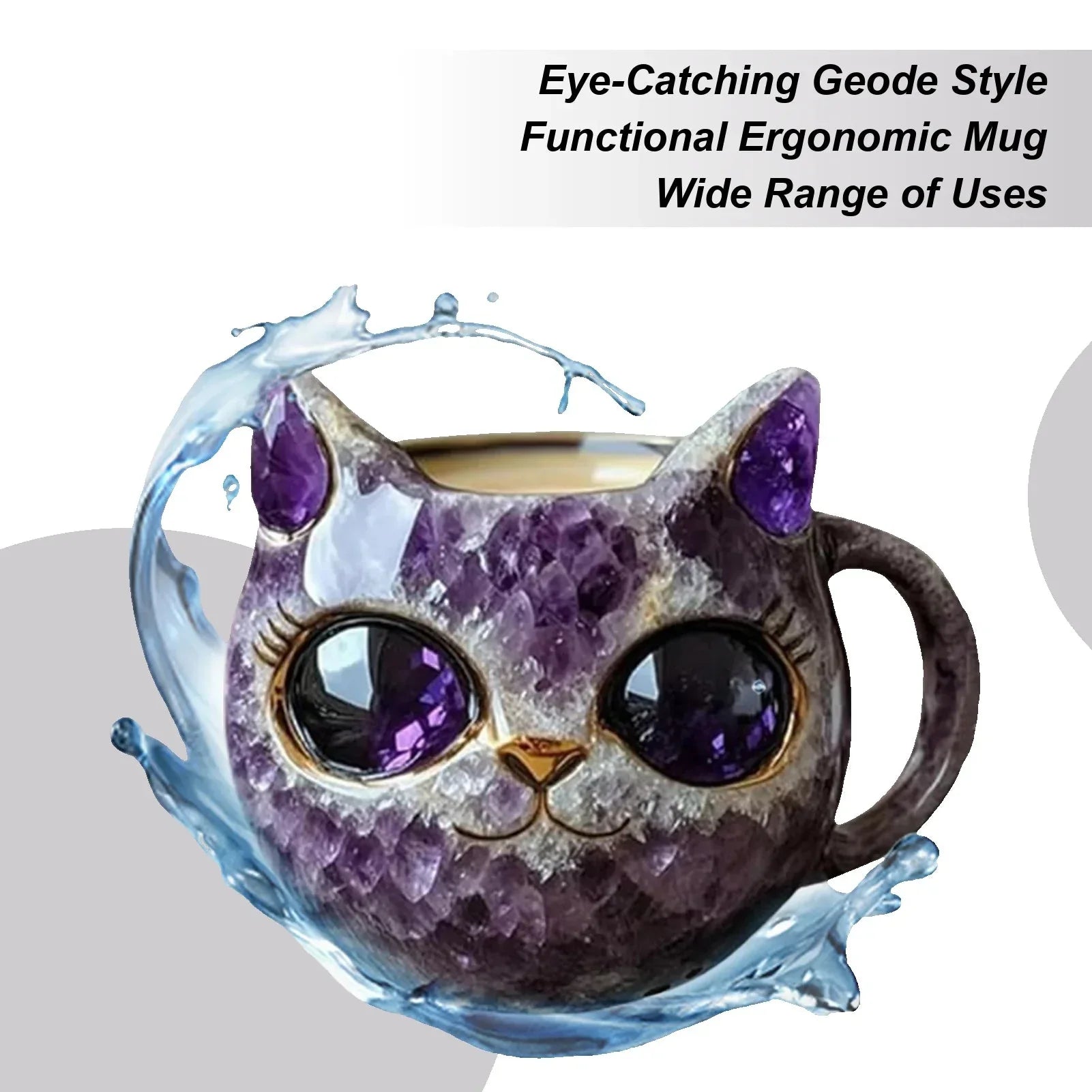 Cat Mineral Crystal Coffee Mug - Best Handmade Ceramic Cup | Perfect Gif... — View 2