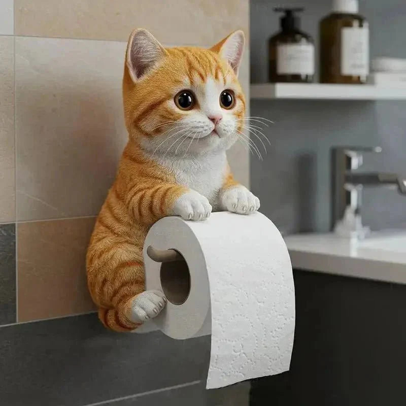 Cat Toilet Paper Holder: Cute Wall-Mounted Roll Rack for Dorm, Home & RV... — Gift Idea