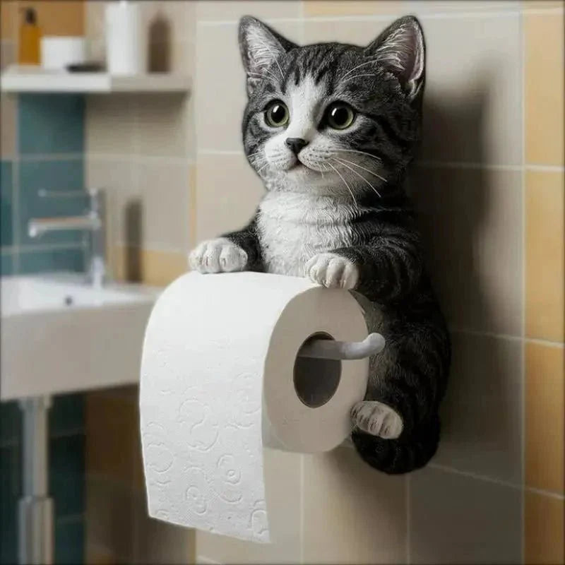 Cat Toilet Paper Holder: Cute Wall-Mounted Roll Rack for Dorm, Home & RV... — View 5